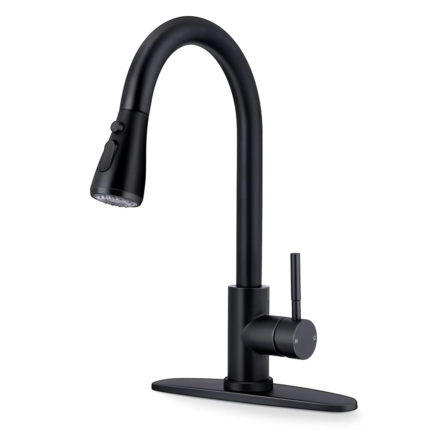 18/10 Stainless Steel Matte Black Kitchen Sink Faucet with Pull Down Sprayer I5373