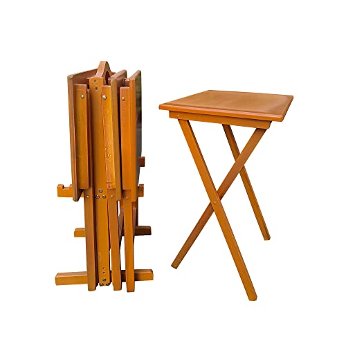 Set of 4 Solid Wood Folding TV Tray Table C9474