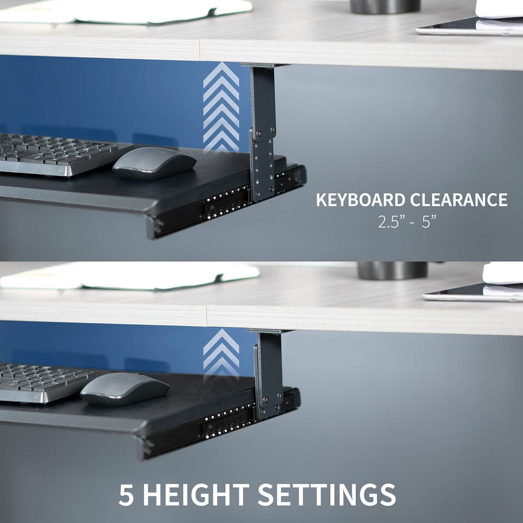 Large Height Adjustable Under Desk Keyboard Tray, 27 x 11 inch, Black S340543