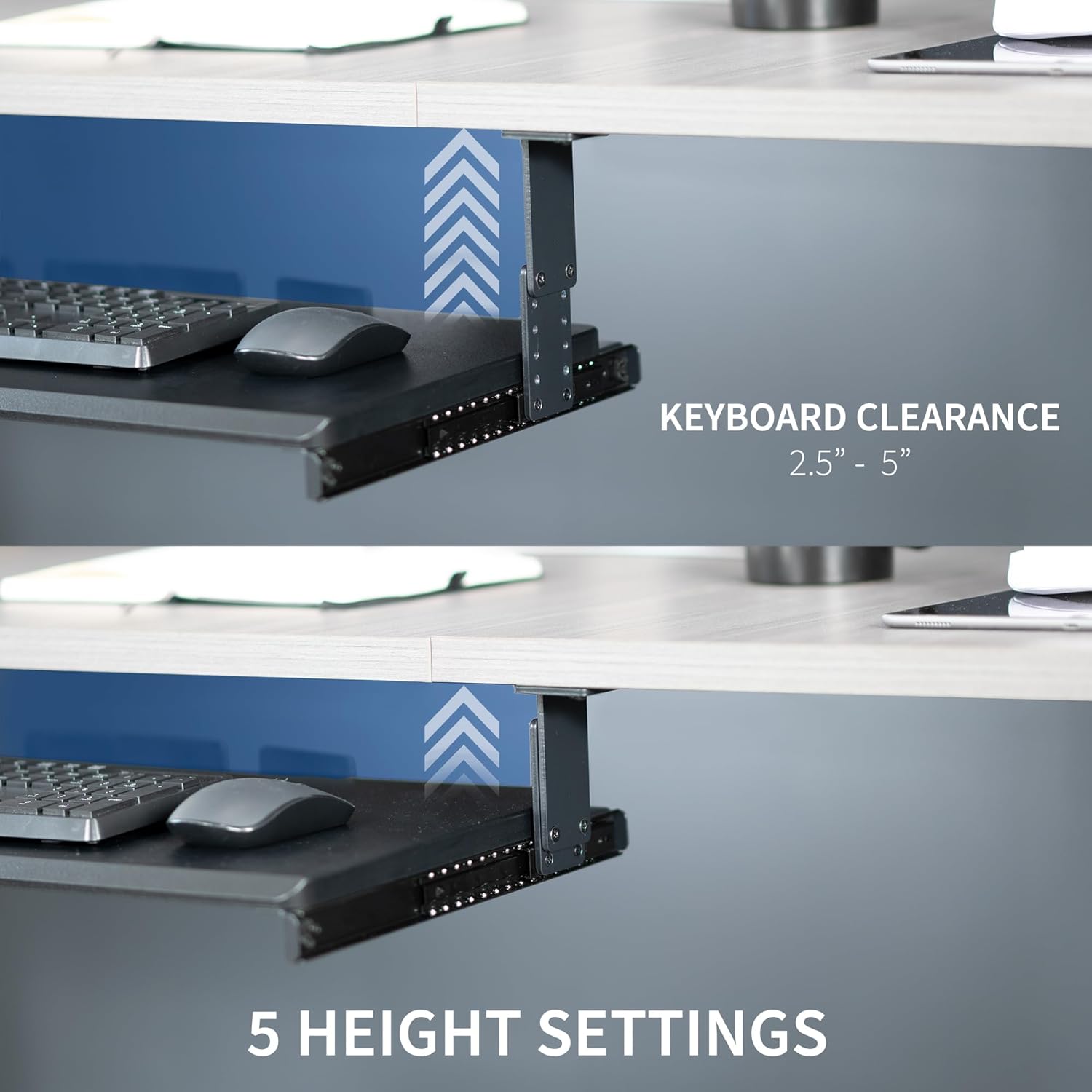 Large Height Adjustable Under Desk Keyboard Tray, 27 x 11 inch, Black S340543