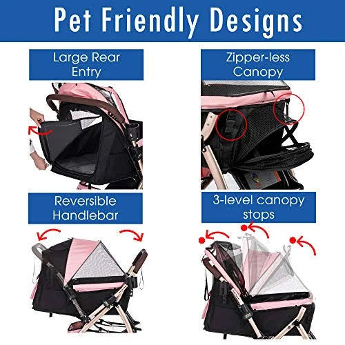 Extra-Long Heavy Duty Pet Stroller with Convertible Compartment J856685