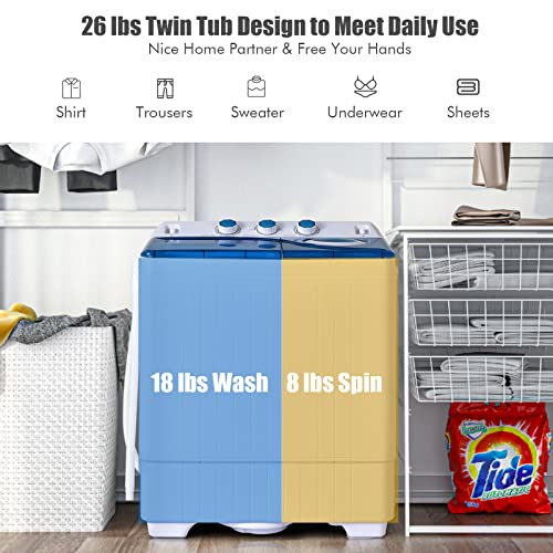 Compact Twin Tub Portable Washing Machine (Grey+White) Z59850