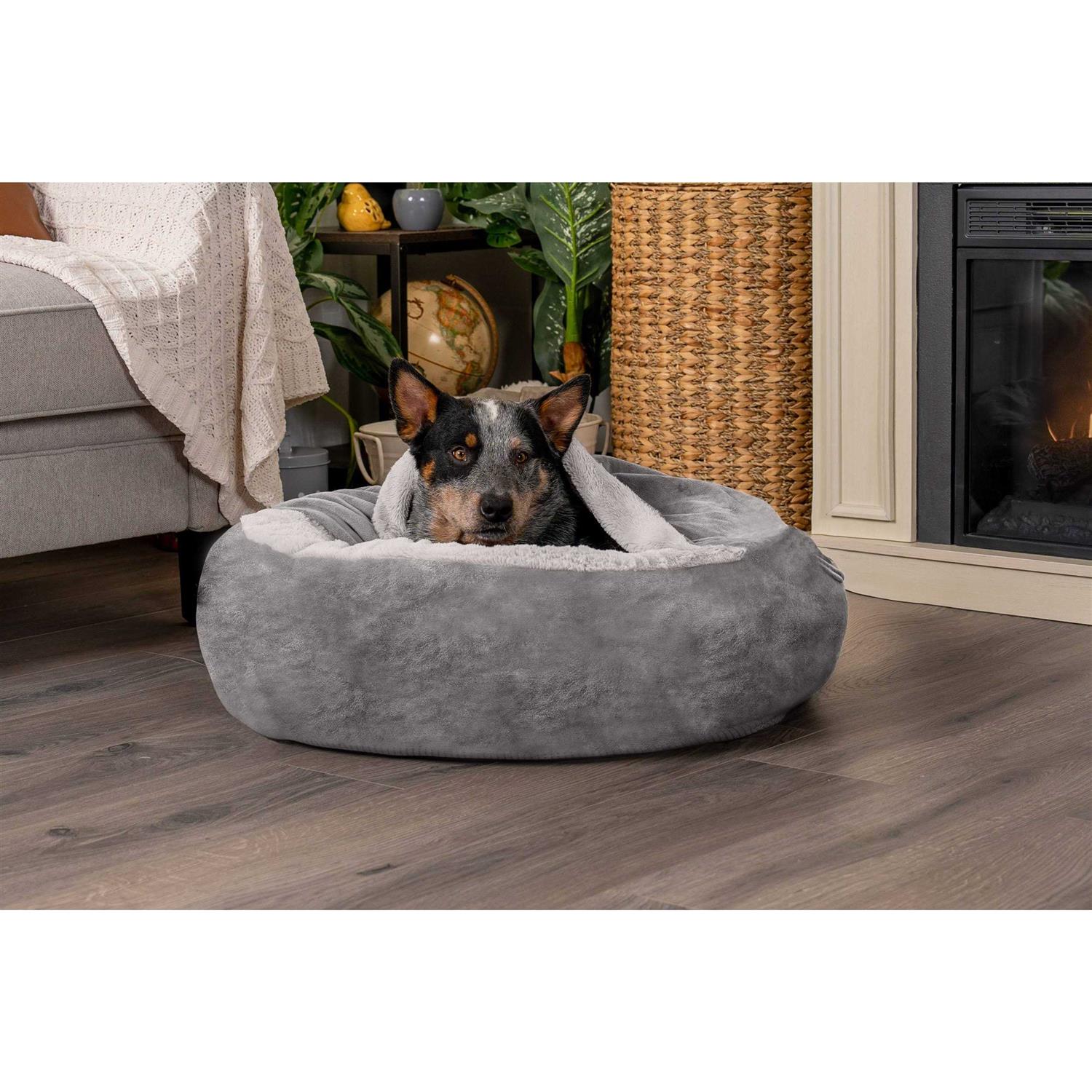 Faux Fur Hooded Donut Bed M395478