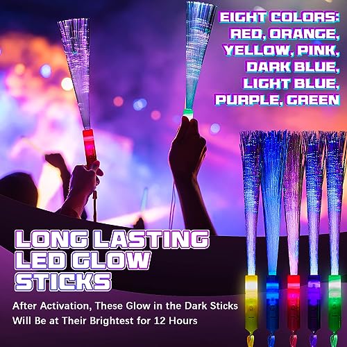 10 Pieces Fiber Optic Wand Light up Glow Stick LED Colorful Flashing Wands Z89701