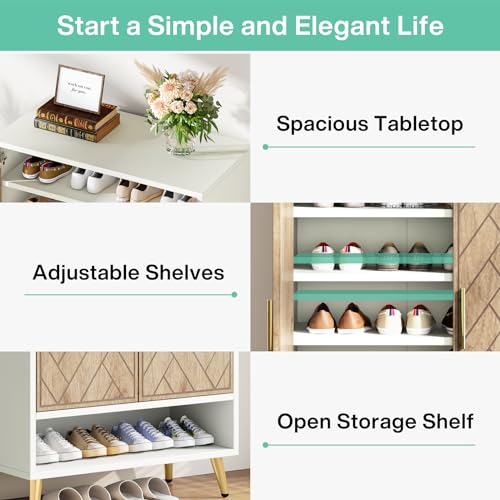 Brown 6-Tier 24 Pairs Wooden Shoe Cabinet with Doors O4630