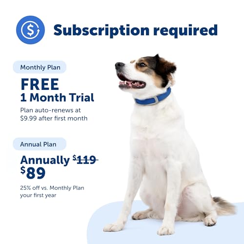 GPS Dog Collar with App, Waterproof Rechargeable (Blue, Grey) T4716