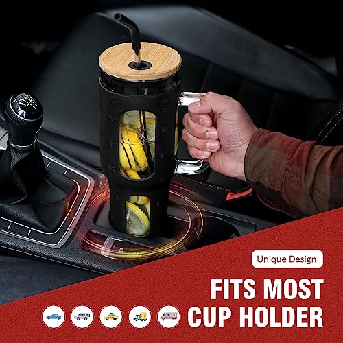 46 oz Glass Tumbler with Lid and Straw and Handle Z301120