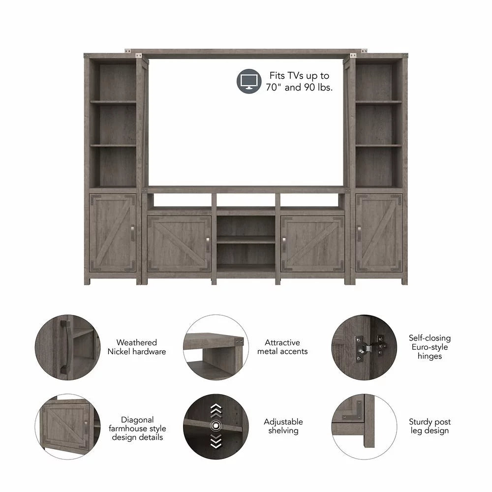 Restored Gray Entertainment Center with Shelves T8473