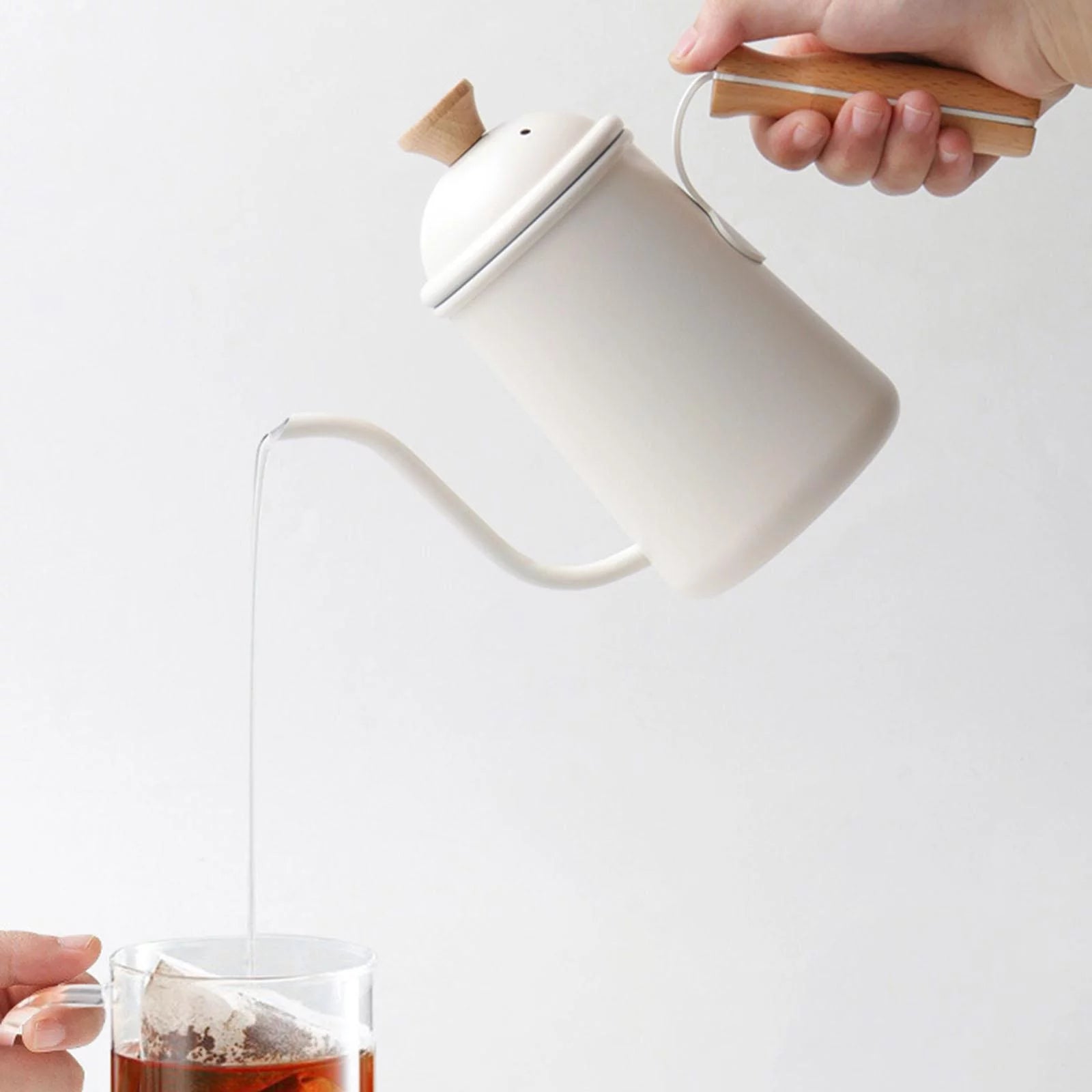 Beige Stainless Steel Gooseneck Coffee Kettle O311040
