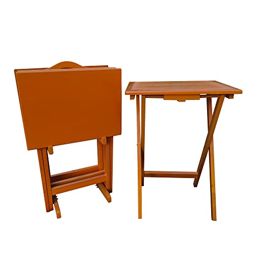 Set of 4 Solid Wood Folding TV Tray Table C9474