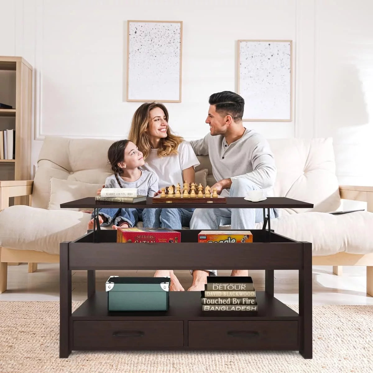 2 Drawer Lift Top Coffee Table Espresso M9121
