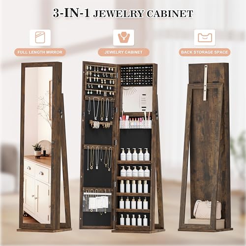 Brown Jewelry Cabinet with Full-Length Mirror M38240