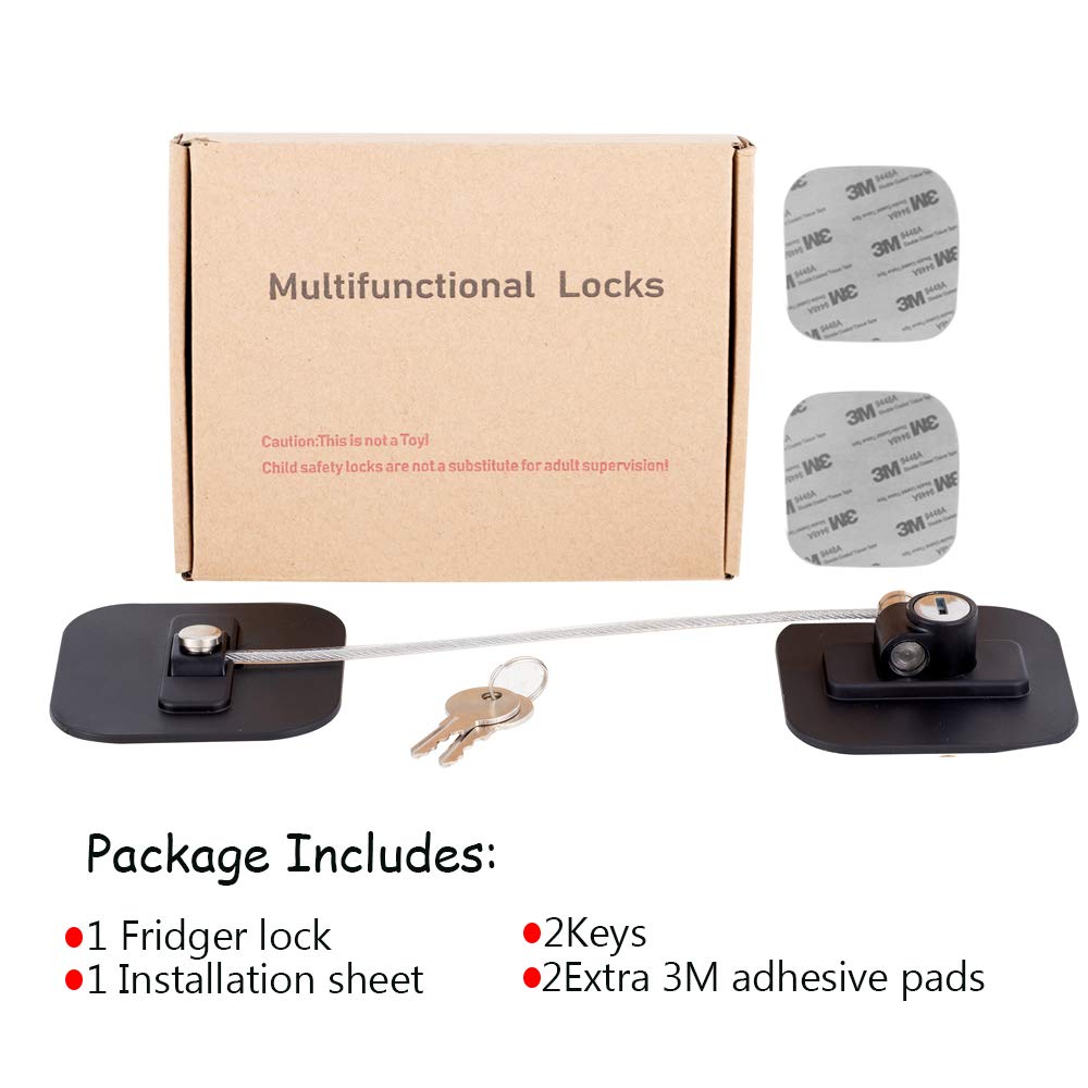 Black Refrigerator Lock with Keys 1 Pack B65812