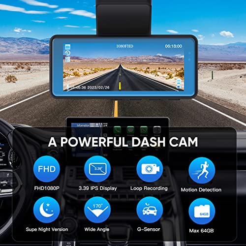 1080P Full HD Dash Car Camera with 3.4" IPS Display U518