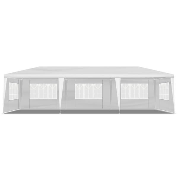 10x30 Waterproof White Canopy Tent with 8 Removable Sidewalls O364004