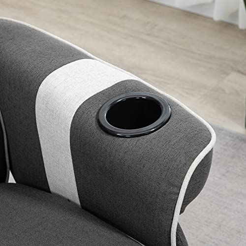 Black Manual Recliner Swivel Lounge Armchair with Footrest and Two Cup Holders Z949561