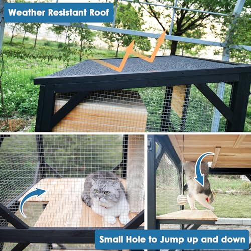 4 Tiers 70.9" H Catio Cat House Outdoor Enclosure with Removable Floor B8747