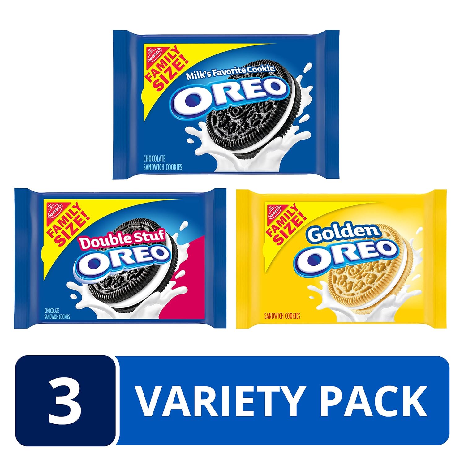 Original, Double Stuff & Golden Sandwich Cookies Variety Pack, Family Size, 3 Packs K823