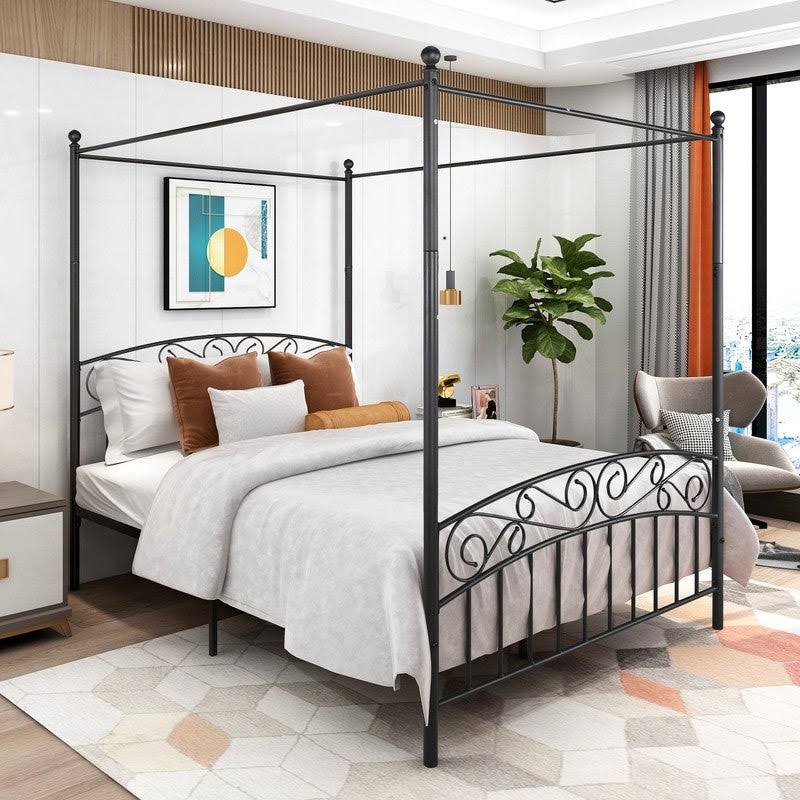 Black Queen Size 4 Poster Canopy Bed Frame M63506