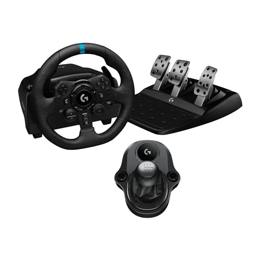 Black Genuine Leather Racing Wheel and Pedals T597
