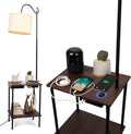 Industrial Rustic Floor Lamp with Wireless USB Charging Port & Power Outlet G7250