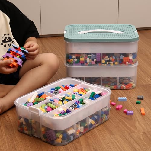 Blue Toy Storage Organizer with Compartments and Lids T4759