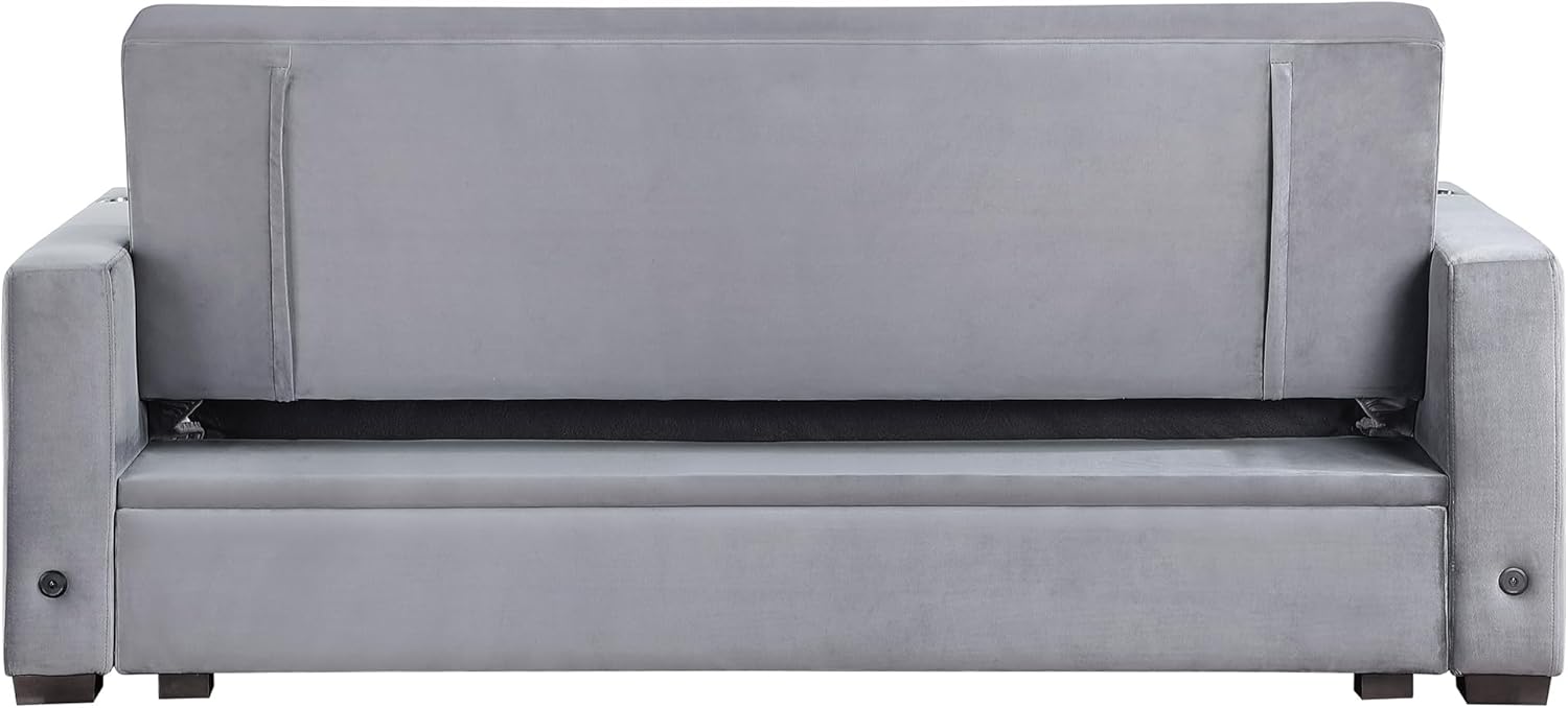 Grey Velvet Futon Sofa Bed with Storage Z5320