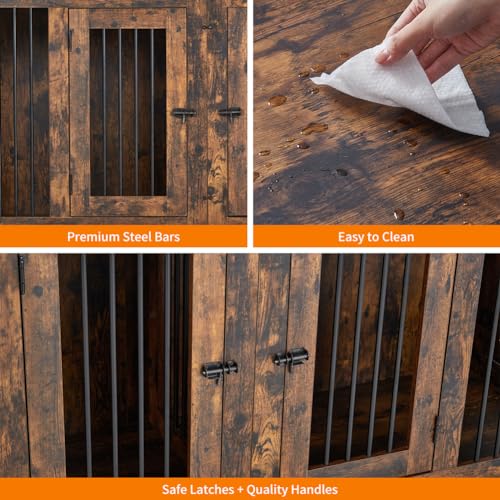 Wooden Double Dog Crate Kennel with Divider X332