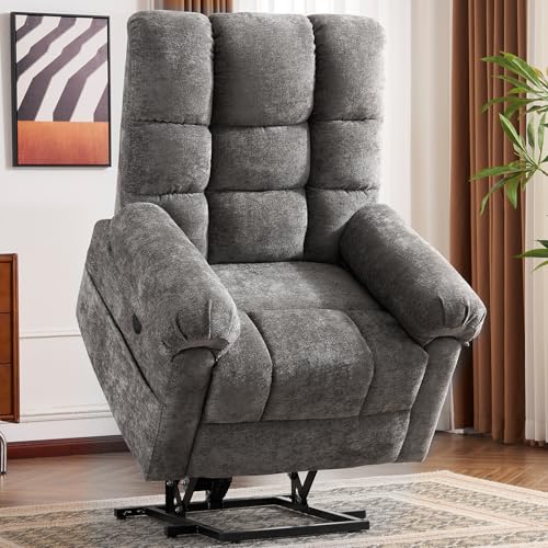 Oversized Power Lift Recliner Chair with Massage and Heat Chenille C4107