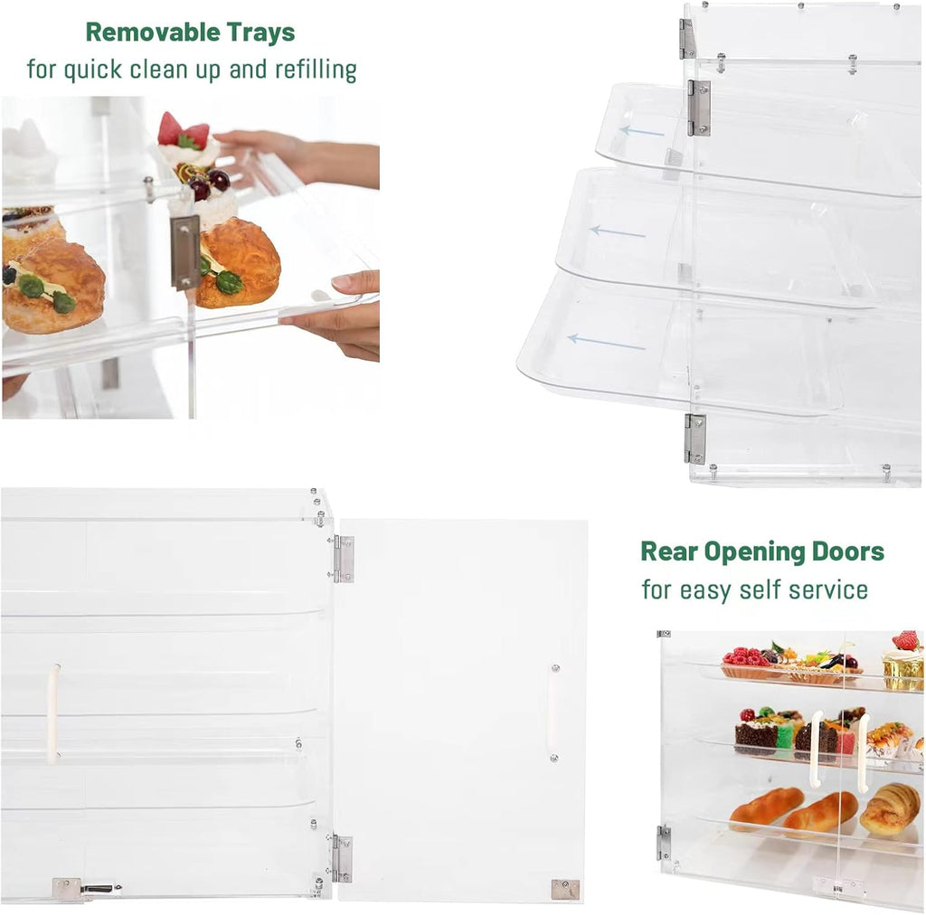 3 Tray Commercial Countertop Bakery Display Case with Rear Doors D543455