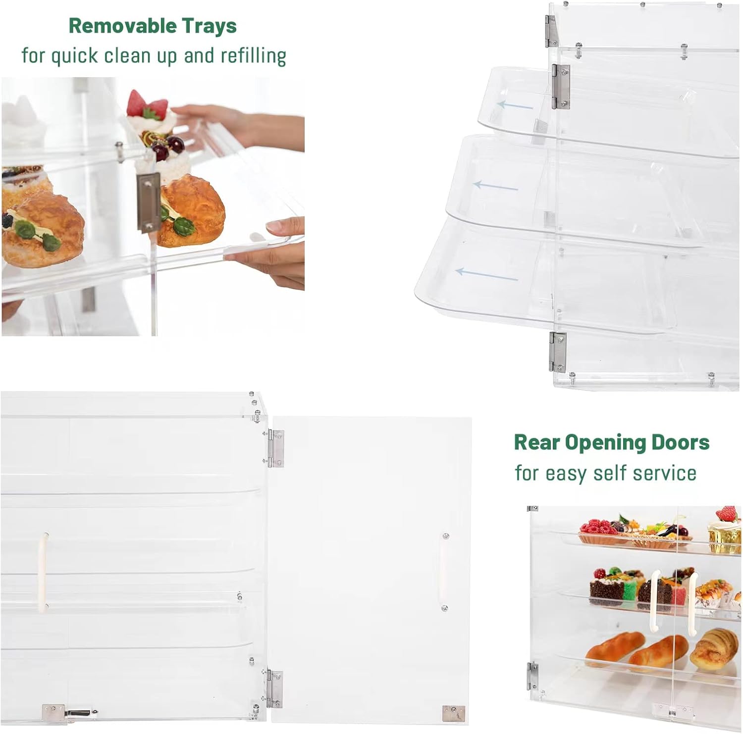 3 Tray Commercial Countertop Bakery Display Case with Rear Doors D543455