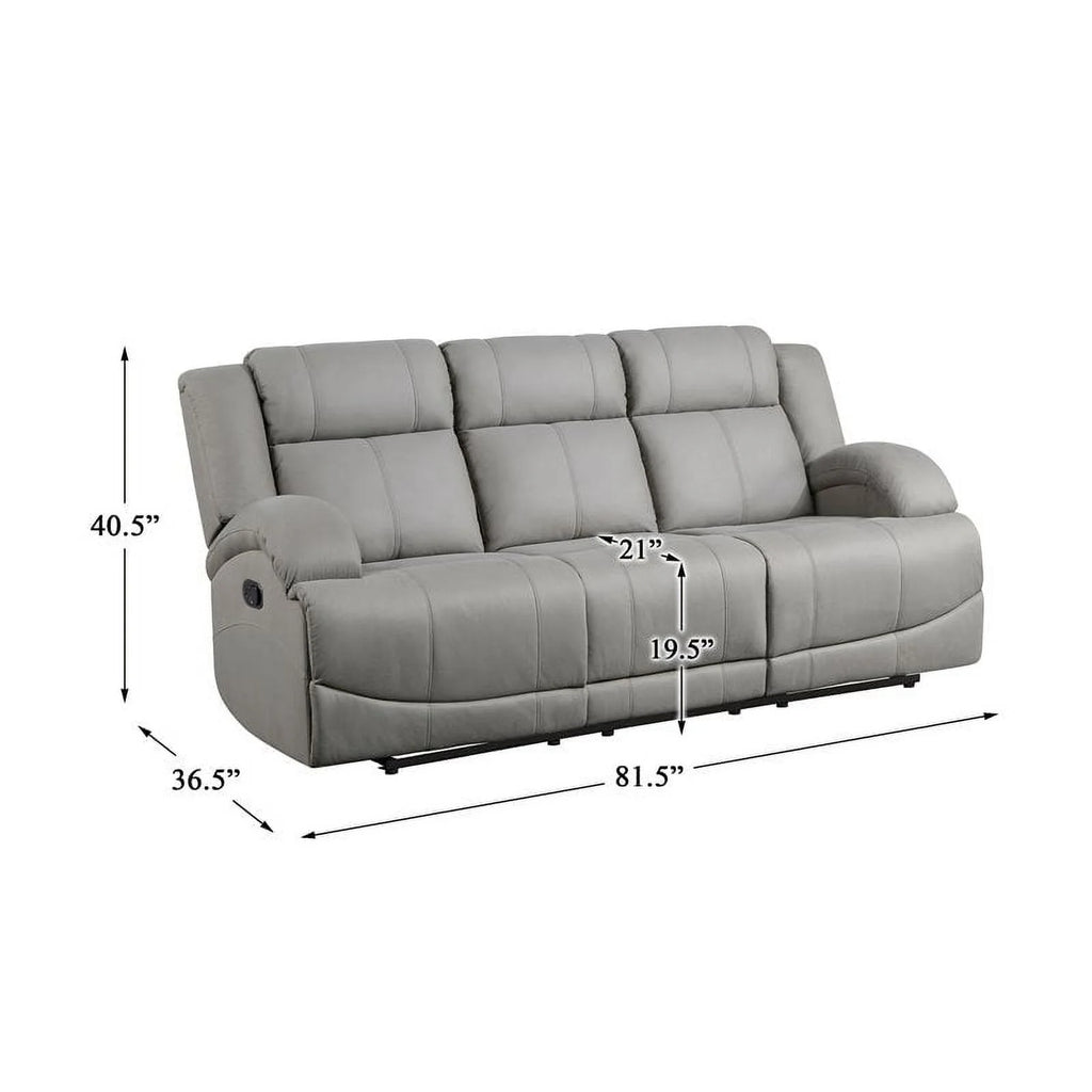 Gray Wood & Fabric Double Reclining Sofa B269
