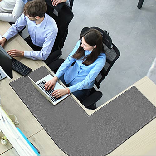 Grey 39.3x47.2x13 inches Corner Leather Desk Pad L646