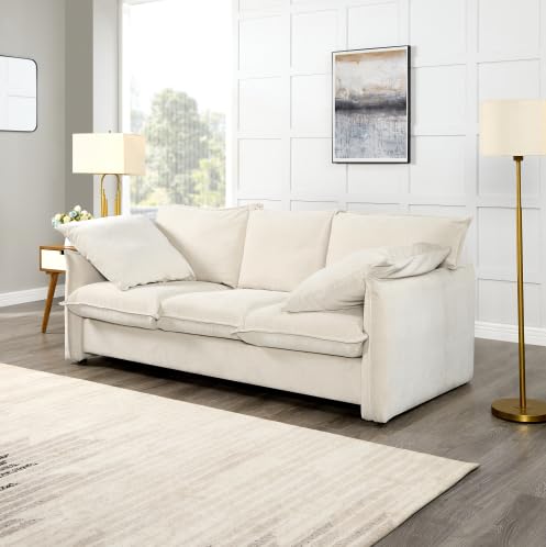 Grey Velvet 3-in-1 Convertible Sleeper Sofa with Storage and 2 Pillows W883