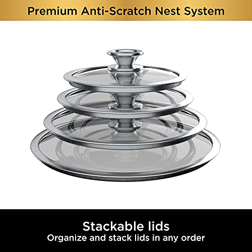10 Piece Hard Anodized Nonstick Pots & Frying Pans Set with Glass Lids Y679