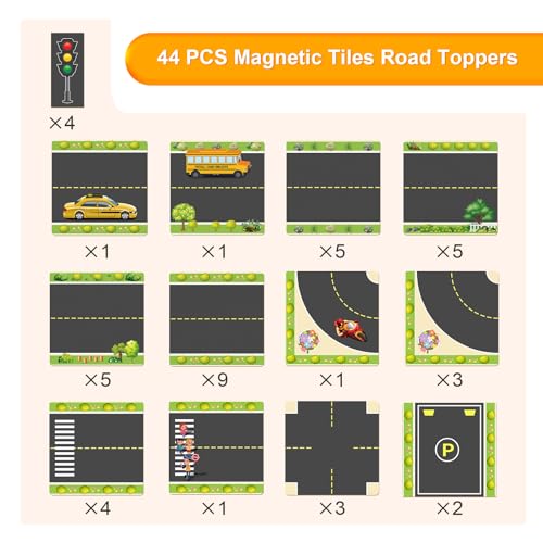 44pcs Magnetic Building Blocks Road Toppers Set R842
