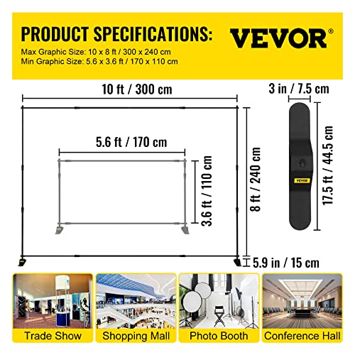 8 x 8 Ft Adjustable Height Backdrop Stand with Carrying Bag Y956167