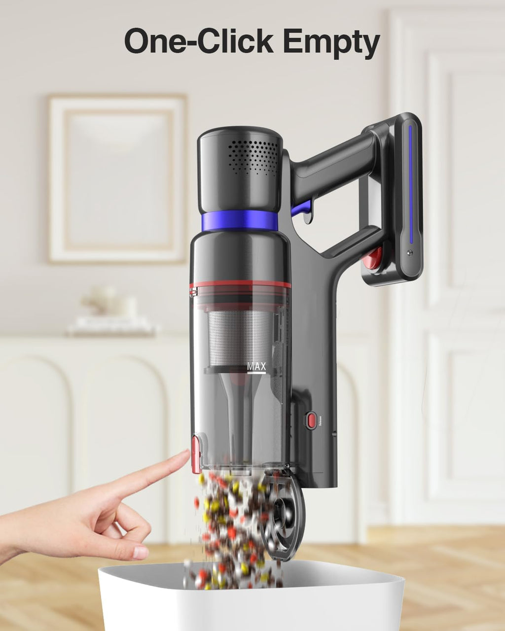 Cordless Stick Vacuum Cleaner with Touch Screen, Anti-tangle Brush R180353