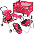 Pink Baby Doll Stroller with Crib Furniture Playset S283