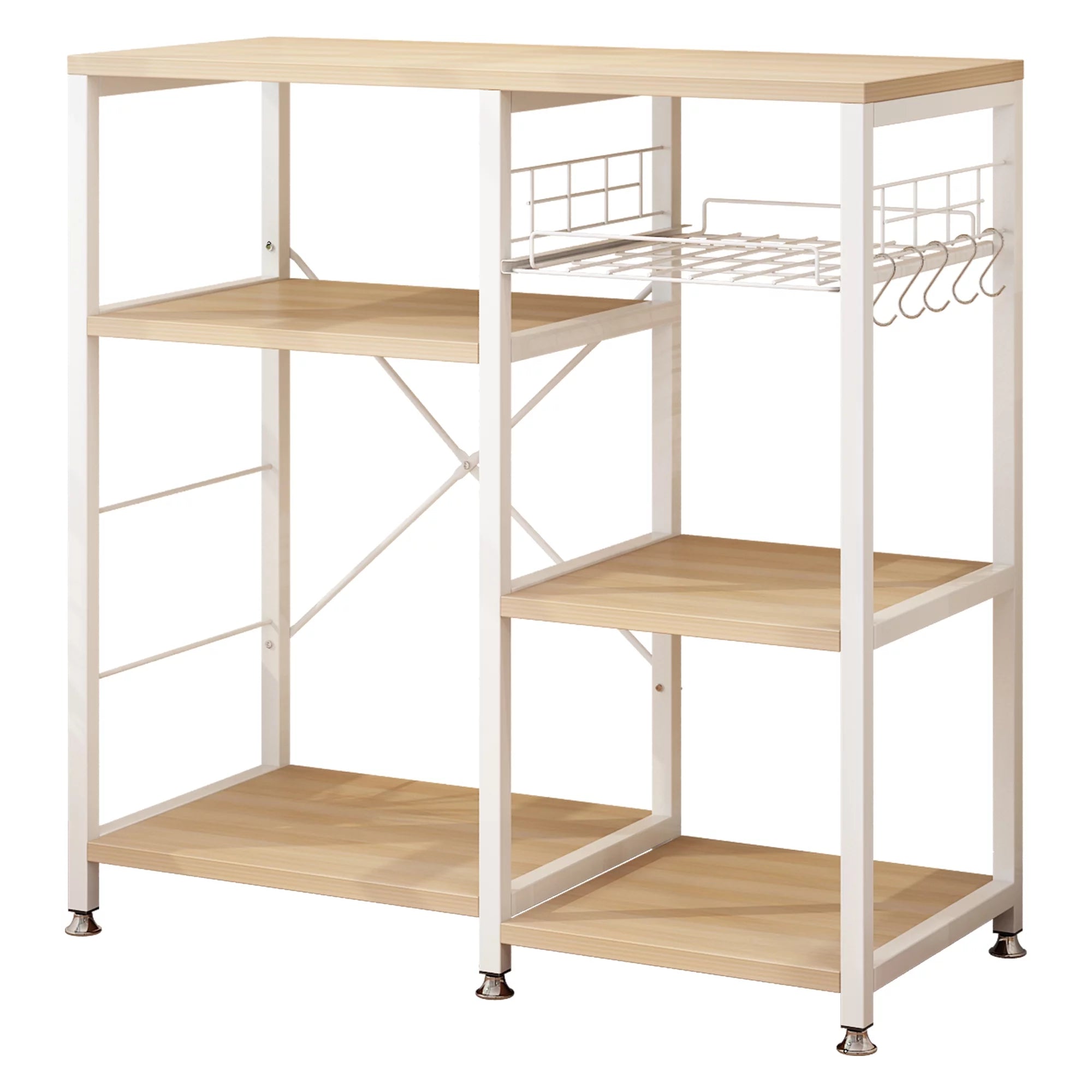 White Oak Bakers Rack with Basket M238