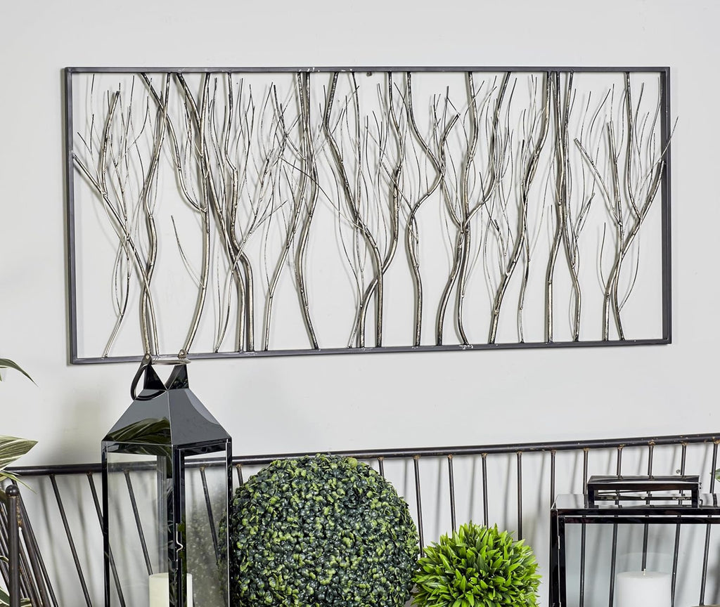 Silver Metal Wall Sculpture 48 x 22 Inch G3472