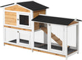 Yellow Wooden Rabbit Hutch with Ramp W891