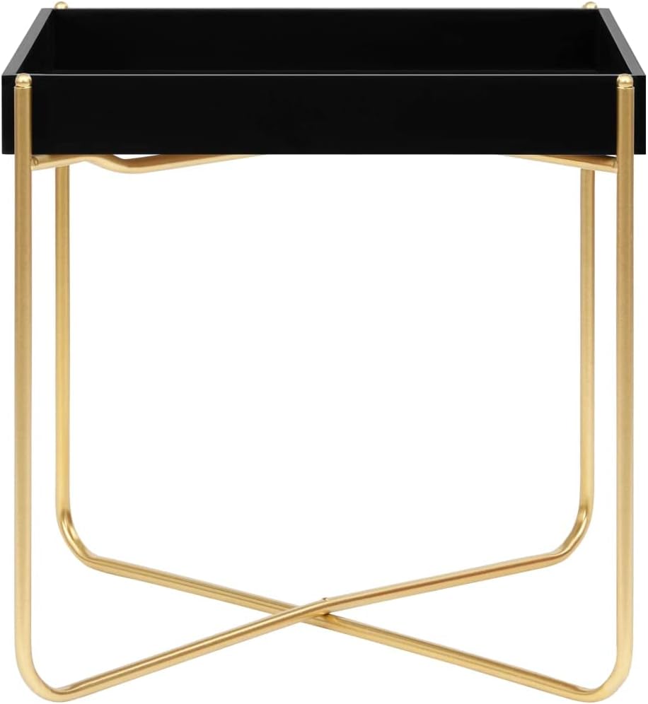 Black and Gold 15"x15"x15.2" MDF Side Table Q282