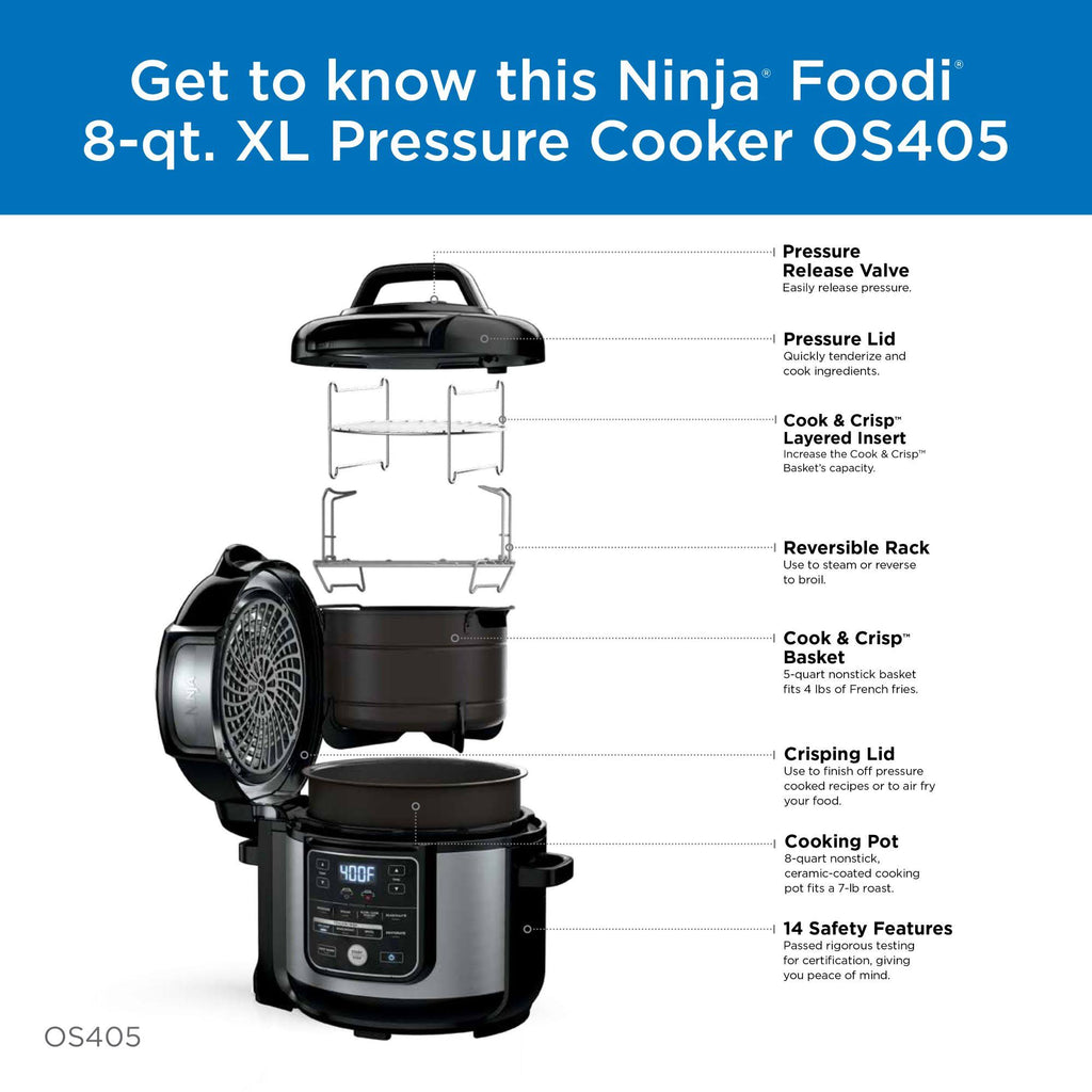 8 Quart Stainless Pressure Cooker Air Fryer Multicooker U870948