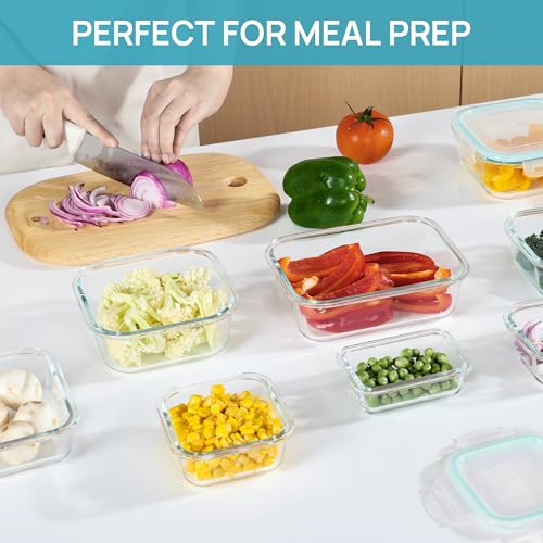15 Pack Glass Food Storage Containers with Airtight Leak Proof Lids A320172