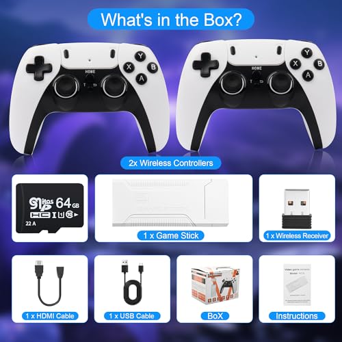 White 64GB 4K HDMI Video Game Console with Dual Wireless Controllers Y30357