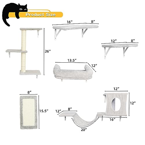 Grey 6pc Cat Wall Furniture Set F374562