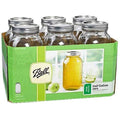 Clear 64 Oz Wide Mouth Half Gallon Jars with Lids and Bands, Set of 6 P10270