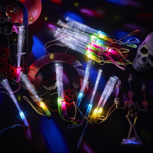 10 Pieces Fiber Optic Wand Light up Glow Stick LED Colorful Flashing Wands Z89701