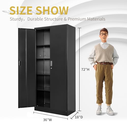72" Lockable Steel Storage Cabinet with Doors and Shelves O65639